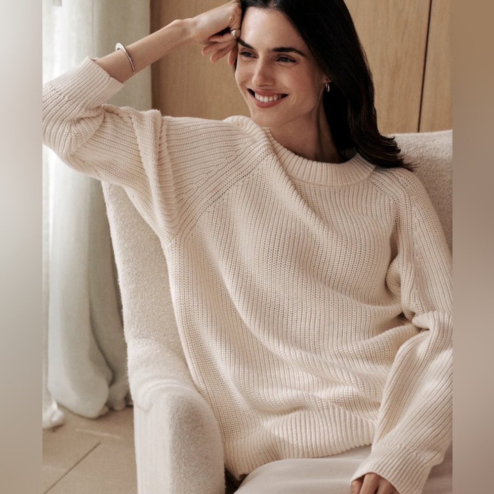 Jenni Kayne Cotton Fisherman Sweater Size S